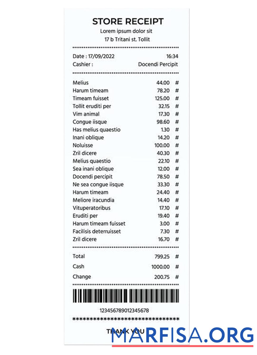 Downloadable STORE receipt template